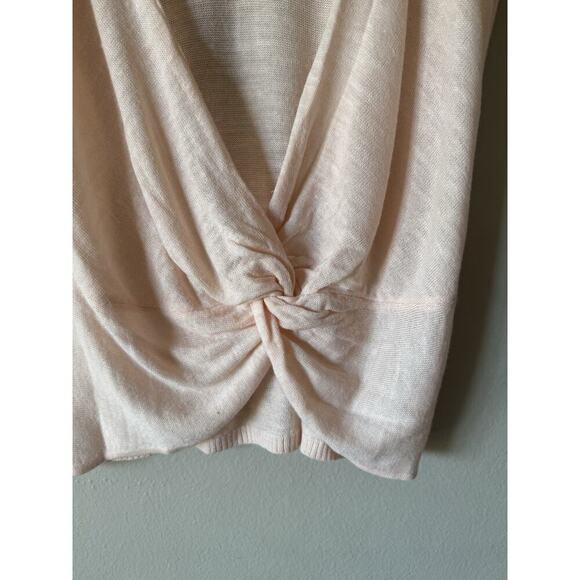 Lululemon Mix And Mingle Tank Linen Blend Knit Twist Low Back V Neck Pink Draped - Picture 3 of 8
